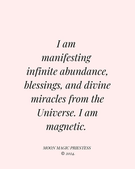 ✨🦋✨999 ✨🦋✨ Affirm: I am manifesting infinite abundance, blessings, and divine miracles from the Universe. I am magnetic. You must believe it to receive it. You hold the power to manifest your wildest dreams and soul desires. 🤍 @moonmagicpriestess #moonmagicpriestess #999 #manifesting #manifestingabundance #blessings #miracles #universe #mangnetic Original quotes and writings by MMP 🦋 @moonmagicpriestess Copyright ©️ 2024. All rights reserved. Credit author when reposting. Universe Birthday Quotes, Ask Believe Receive Quotes, I Receive Affirmations, Power Of Manifestation Quotes, I Am A Magnet For Miracles, Abundance Quotes Affirmations, I Am Successful Affirmations, I Am Grateful Affirmations, Miracles Affirmations