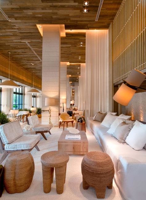 1 Hotel South Beach, Hotel Lobby Design, South Beach Hotels, Miami Hotels, Plans Architecture, 1 Hotel, Hotel Lounge, Casa Country, Lobby Interior