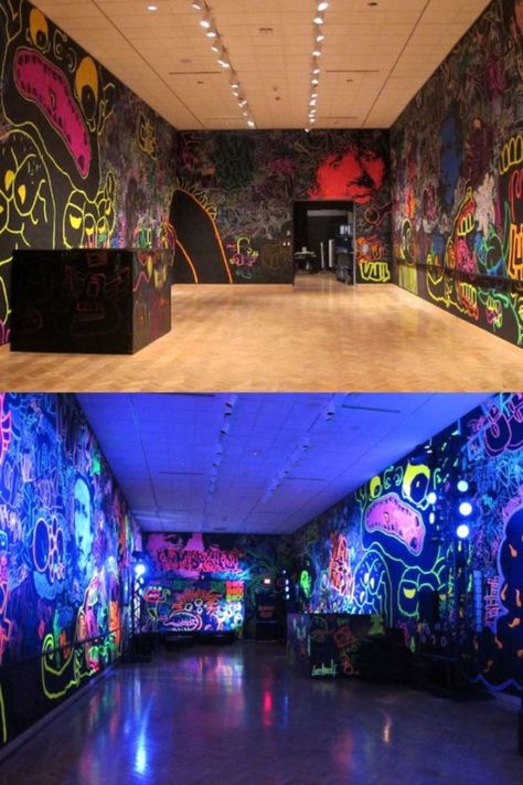 Graffiti home decoration Ideas for 20173 Graffiti Party, Space Themed Room, College Ideas, Blacklight Party, Lounge Bar, Deco Originale, Bowling Alley, White Princess