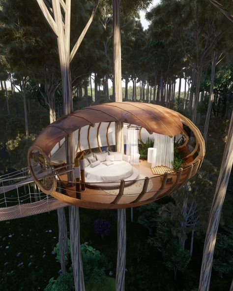 Bedrooms With Bathrooms, Hotel Details, Tree Village, Dome Homes, Floating Architecture, Treehouse Hotel, Cool Tree Houses, Tree House Designs, Architecture Model House