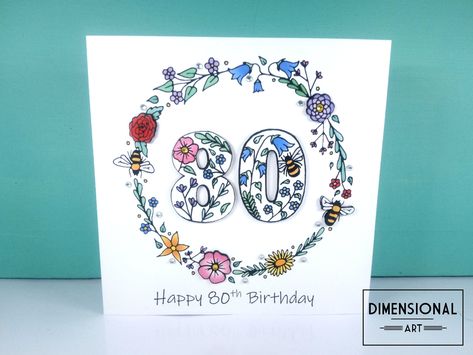 65th Birthday Cards, Happy 65 Birthday, 100th Birthday Card, Flowers And Bees, 90th Birthday Cards, 80th Birthday Cards, Happy 90th Birthday, 70th Birthday Card