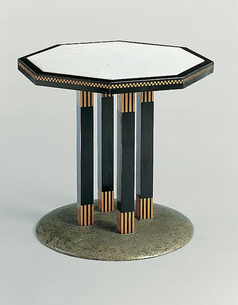 Center Table - Wiener Werkstätte - 1903.  Josef Hoffmann - Wood, ebonized wood, marble, nickel-plated brass. Joseph Hoffman, Ebonized Wood, Koloman Moser, Josef Hoffmann, Wood Marble, Contemporary Apartment, Furniture Side Tables, Deco Furniture, Alphonse Mucha