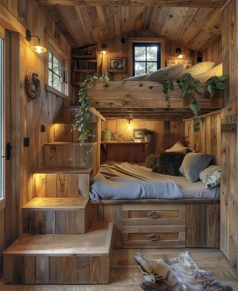 Which one is your favorite? 📌 Tiny House Trailer Plans, Tiny Mobile House, Loft Bed Plans, Loft Style Bedroom, Small Tiny House, Tiny House Trailer, Tiny House Inspiration, Unique House Design, Tiny Cabin