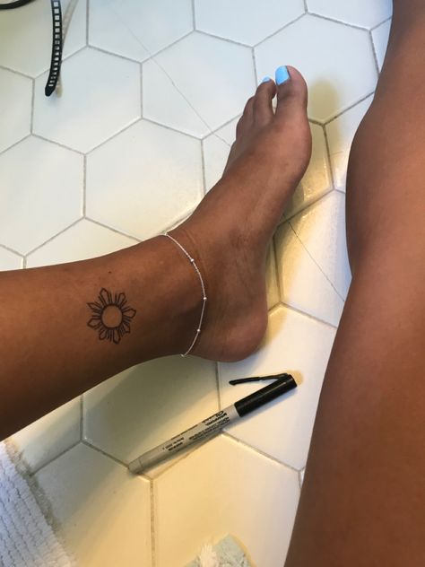 Philippines Sun Tattoo Woman, Cute Filipino Tattoo, Small Filipino Tattoos For Women, Behind The Ankle Tattoos For Women, Simple Filipino Tattoo, Filipina Tattoo Design, Phillipino Tattoo Design, Filipino Tattoos Traditional, Small Filipino Tattoo Ideas