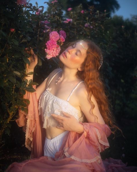 Dream a little dream for me. In frame: @emily.grondine #princess #rosegarden #fantasyphotography #fairytale #enchantedkingdom #etherealphotography Fairy Portrait Photography, Fairytail Photoshoot, Fairytale Aesthetic Outfits, Dnd Photoshoot, Princess Photoshoot Ideas, Fairycore Photoshoot, Fairy Reference, Fairy Photoshoot Ideas, Nature Princess