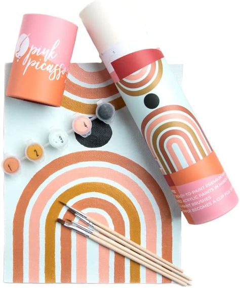 Amazon.com: Pink Picasso Mid Century Modern Paint by Numbers Kits, 8x10 (Find Your Balance) - As Seen on Shark Tank : Toys & Games Mid Century Modern Paint, Number For Kids, Pink Picasso, Find Your Balance, Oprahs Favorite Things, Rainbow Painting, Color By Numbers, Pink Themes, Kids Diy