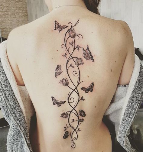 Back Tattoo Women Spine, Back Tattoos Spine, Flower Spine Tattoos, Celestial Goddess, Sunflower Tattoo Sleeve, Sunflower Tattoo Shoulder, Tattoo Placements, Band Tattoos, Flower Tattoo Back