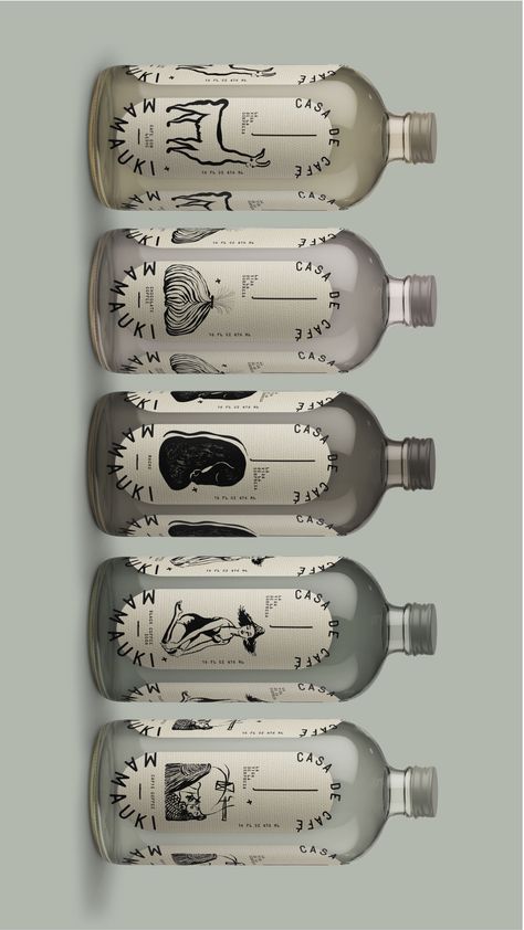 Mamauki Coffee House's Packaging Emphasizes The Importance Of The Details | Dieline - Design, Branding & Packaging Inspiration Alcohol Bottle Design, Packaging Luxe, House Packaging, Alcohol Packaging Design, Gin Packaging, Beverage Label, Wine Branding, Round Top Texas, Wine Packaging Design