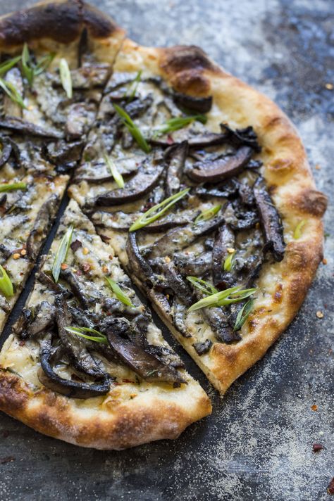 White Pizza Recipe, Roasted Portobello Mushrooms, Mushroom Pizza Recipes, Scallions Recipes, White Pizza Recipes, Portabella Mushrooms, Onion Pizza, Milk Street, Mushroom Pizza