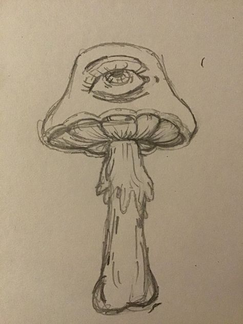 Just a random mushroom i drew Drawing Ideas Creative, Trippy Mushroom, Portraits Of People, Trippy Drawings, 100k Followers, Indie Drawings, Hippie Painting, Meaningful Drawings, Easy Drawings Sketches