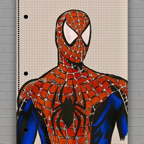 Drawing that appears in the Sam Raimi Spiderman movie The Amazing Spiderman Drawing, Sam Raimi Spiderman, Spiderman Drawings, Tobey Maguire Spiderman, Spiderman Sam Raimi, Raimi Spiderman, Heroes Comic, Spiderman Sketches, Spiderman 2002