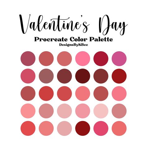 Love Core Color Palette, Valentine’s Day Color Palette, Valentines Palette, Valentines Day Color Palette, February Color Palette, Valentines Color Palette, Valentine Palette, Valentine Color Palette, Procreate Pallets