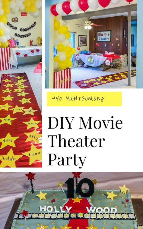 Party Themes: A DIY Movie Theater Birthday - Parties by Tanea Indoor Decorating Ideas, Movie Theater Birthday Party, Diy Movie Theater, Movie Theater Birthday, Movie Theatre Birthday Party, Movie Theater Theme, Movie Theater Party, Theatre Party, Movie Night Birthday Party