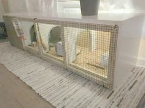 Indoor Rabbit House, Rabbit Hutch Indoor, Indoor Rabbit Cage, Diy Rabbit Hutch, Rabbit Enclosure, Bunny Hutch, Ikea Kallax Hack, Bunny Room, Pet Bunny Rabbits