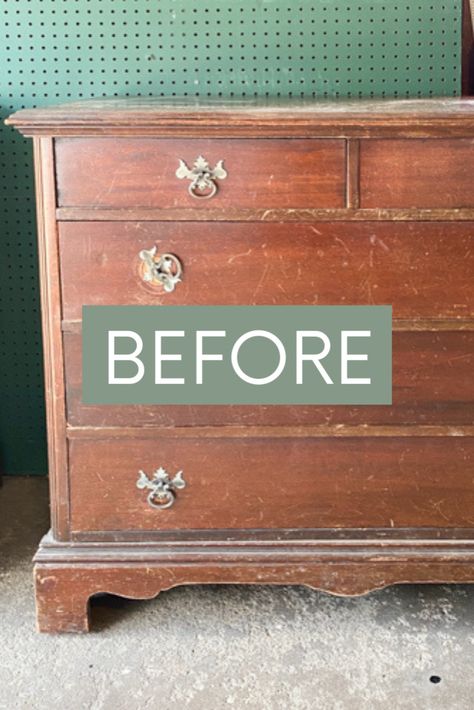 Achieve a modern look with our DIY Pottery Barn dresser makeover! In this easy DIY furniture project, I’ll show you how to refurbish an old dresser to create a DIY Pottery Barn dresser look alike. Whether you're new to upcycled home décor or an experienced DIYer, this is the perfect project to add a stylish touch to your home. Upgrade Dresser Diy, How To Redo Dresser Wood Furniture, Refurbish Old Dresser, Turning A Dresser Into A Bookshelf, Diy Refinishing Furniture Wood, Dresser Chest Makeover, Redo Antique Dresser, Dresser Diy Repurposed, How To Make Old Furniture Look Modern