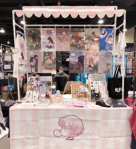 Oops forgot to say I’ll be at the vendors area at magfest from today to Sunday! I will be closing early on sunday to get to my flight. I’m… Anime Convention Booth, Swap Meet Ideas, Artist Alley Display Ideas, Artist Alley Booth, Artist Alley Table, Artist Alley Display, Artist Booth, Art Festival Booth, Alley Ideas