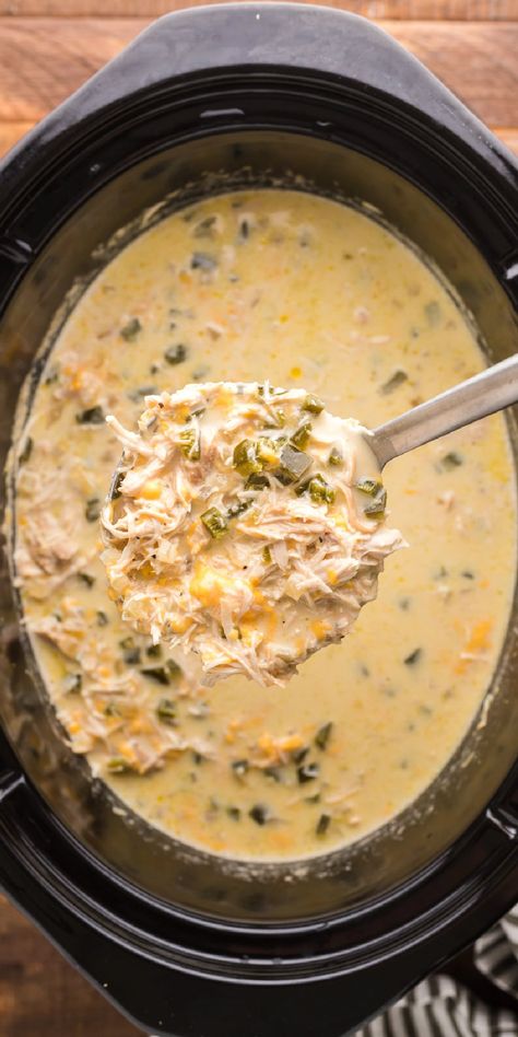 Slow Cooker Creamy Chicken Chile Relleno Soup Poblano Crockpot Recipes, Crockpot Poblano Chicken, Chile Relleno Soup Recipe, Chicken Chile Relleno, Chile Relleno Soup, Poblano Soup, Chicken Chile, Slow Cooker Creamy Chicken, Crockpot Soup