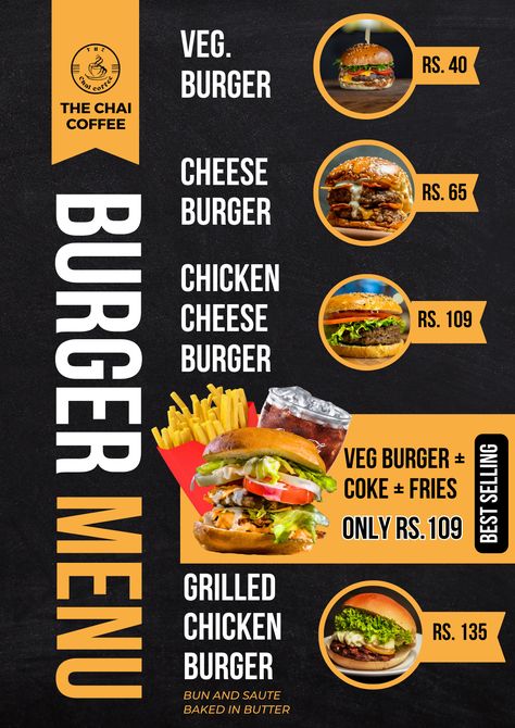 Burger Menu Card for Cafe Menu Fast Food Design, Burger Menu Design, Bbq Grill Logo, Burger Sauces, Burger Bread, Advertisement Board, Menu Burger, Grill Logo, Menu Card Design