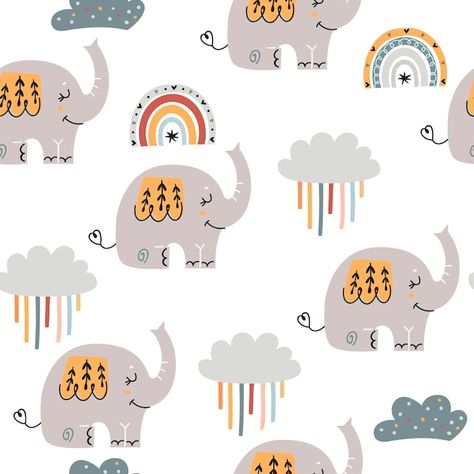 Bicycle Illustration, Safari Pattern, Baby Doll Bed, Scrapbooking Kids, Happy Elephant, Elephant Illustration, Birthday Illustration, Nursery Patterns