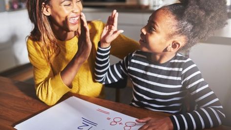 Mother high fives her ADHD child, success at doing homework Types Of Parenting Styles, Co-parenting, Kids Cell Phone, Math Homework Help, Parenting Types, Homework Helpers, Study Break, Working Parent, Education Positive