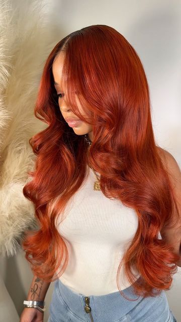 Houston Hair Stylist The Bleu Soleil on Instagram: "2/6” closure and 5 bundles of Indian Wavy from @wigdealer Custom Auburn Colored by me" Auburn Frontal Wig, Cute Hair Colors, Frontal Hairstyles, Short Hair Wigs, Auburn Hair, Body Wave Wig, Body Wave Hair, Headband Wigs, Long Wavy Hair