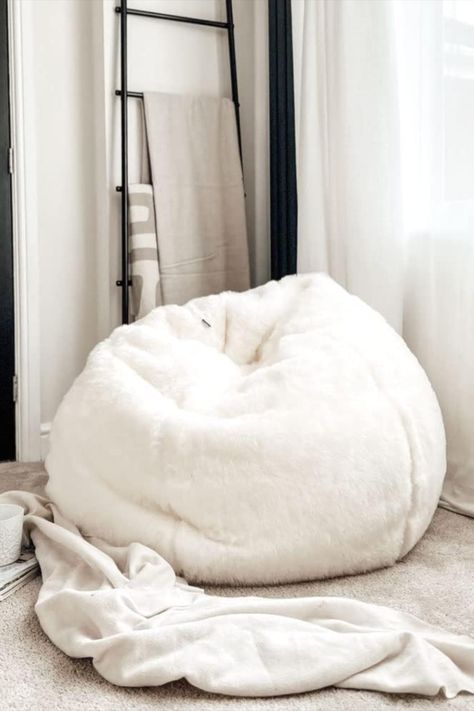 Bean Bag Room, Fluffy Chair, Faux Fur Bean Bag, Fur Bean Bag, Fluffy Fabric, Adult Bean Bag Chair, Fluffy Bedding, Cute Bedroom Ideas, Room Ideas Aesthetic