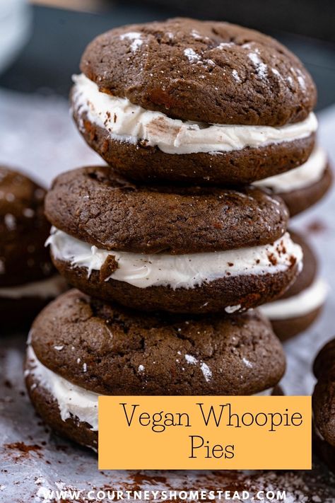 Vegan Whoopie Pies Dairy Free Whoopie Pies, Healthy Whoopie Pies, Gluten Free Woopy Pies, Vegan Whoopie Pies, Vegan Copycat, Whoopie Pie Filling, Df Recipes, Whoopie Pie Recipe, Chocolate Whoopie Pies