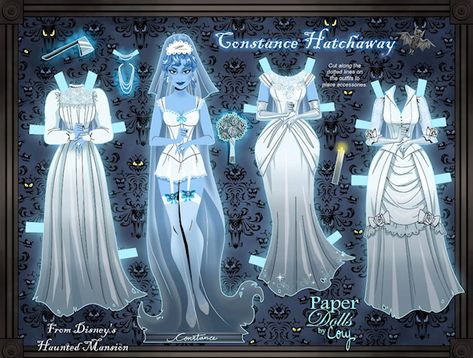 Constance Ghost Bride, Constance Hatchaway Art, Constance Hatchaway Costume, Constance Hatchaway, Haunted Mansion Costume, Anime Dresses, Disney Paper Dolls, Free Printable Paper Dolls, Strega Fashion