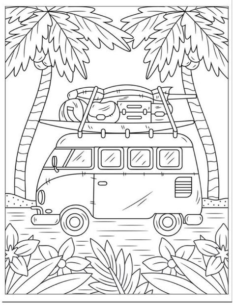 Interior Design Coloring Pages, Printable Coloring Pages Aesthetic, Room Coloring Pages, Coloring Pages Simple, Beach Coloring Pages, A Coloring Page, Summer Coloring Pages, Detailed Coloring Pages, Easy Coloring Pages