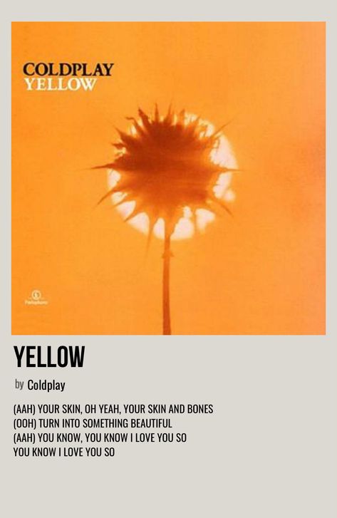 minimal polaroid song poster for yellow by coldplay Coldplay Album Cover, Yellow By Coldplay, Yellow Coldplay, Coldplay Poster, Coldplay Albums, Coldplay Songs, Coldplay Music, Indie Movie Posters, Chan Chan