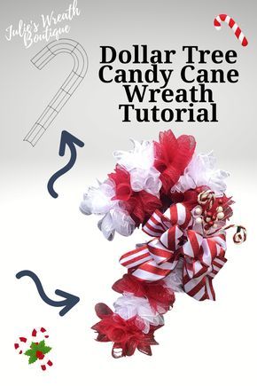 Natal, Dollar Tree Candy Cane Wreath, Dollar Tree Candy Cane, Candy Cane Wreath Tutorial, Candy Cane Wreath Diy, Candy Cane Decorations, Burlap Wreath Diy, Decorate For Christmas, Candy Wreath