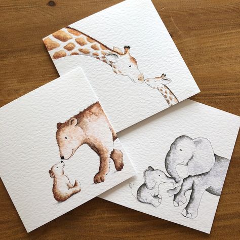 Fathers Day card Welcome to the world card Giraffe Hello - Etsy Portugal Baby Elephant Drawing, Elephant Drawing, New Baby Card, Personalized Baby Boy, Watercolor Elephant, Card Drawing, Hand Of Cards, Baby Giraffe, Baby Card