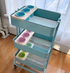 IKEA Hacks on Etsy | Kitchn Raskog Ikea, Ikea Raskog Cart, Raskog Cart, Ikea Cart, Striped Furniture, Furniture Overlays, Ikea High Chair, Ikea Raskog, Ikea Play Kitchen