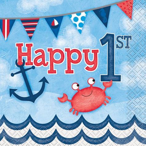 Nautical 1st Birthday, Boys First Birthday, Nautical Birthday Party, Birthday Cocktails, Nautical Themed Party, Nautical Birthday, 1st Birthday Cards, Birthday Napkins, Unique Coasters