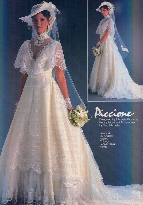 From Modern Bride Dec 1982/Jan 1983 Pnina Tornai, Vintage Weddings, Wedding Dresses Not White, Retro Wedding Gown, Vintage Wedding Dress 1970s, 1970s Wedding Dress, Wedding Dresses 50s, Wedding Dress Store, Summer Dresses For Wedding Guest