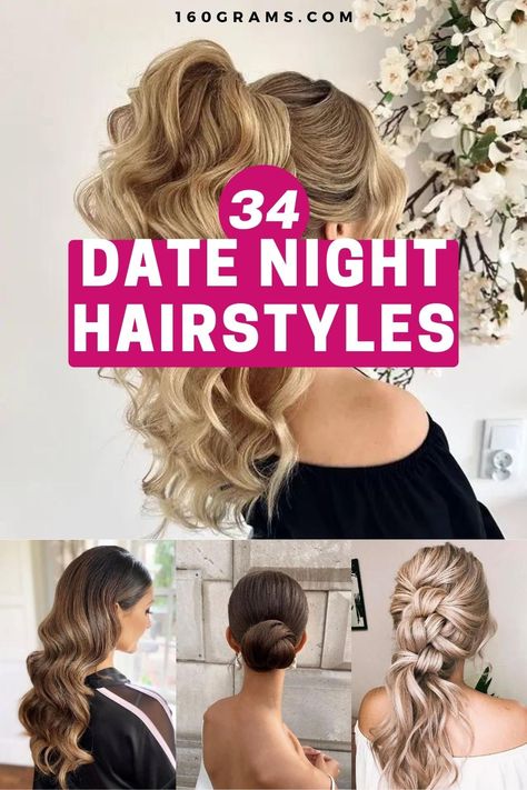 Save this pin for quick and cute hairstyle ideas perfect for your next date night! Elevate your look effortlessly with these easy styles. #DateNightHair #HairstyleInspo #FashionBlog Date Night Updo Long Hair, Easy Date Night Hair Medium, Date Night Updo, Easy Date Night Hairstyles, Date Night Hairstyles Long, Quick Cute Hairstyles, Date Night Hairstyles, Hair Wraps For Sleeping, Messy Fishtail Braids