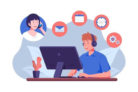 Support Illustration, Successful Business Owner, Cold Calling, Flat Design Illustration, Online Reputation Management, Marketing Goals, Web Development Company, Management Company, Call Center