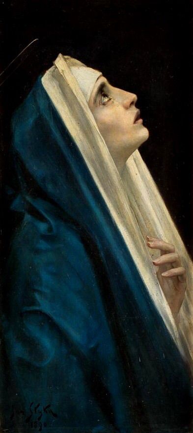 1890 Maria ~ Jan Styka ~ (Polish,1858 -1925) Virgin Mary Art, Mama Mary, 19th Century Paintings, Catholic Images, Our Lady Of Sorrows, Religious Paintings, Blessed Mother Mary, Biblical Art, Holy Mary