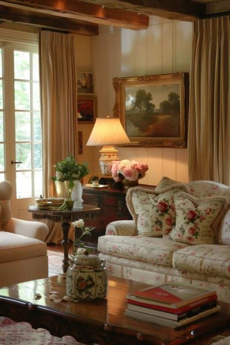 20 Cozy Cottage Core Living Room Decor Ideas » Lady Decluttered English Cottages, Nice Rooms, Cottage Ideas, Living Room Decor Ideas, Cottage Living, Transitional Decor, English Cottage, Room Decor Ideas, Cool Rooms