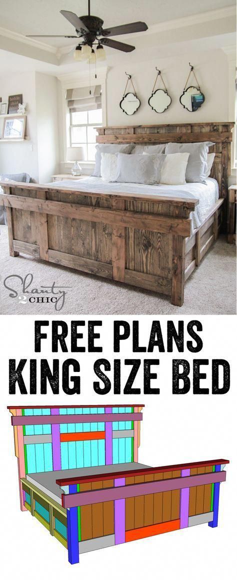 Diy King Size Bed, Diy Seng, Apartemen Studio, Letto King Size, Koti Diy, Cama King Size, Free Woodworking Plans, Bed Plans, Woodworking Plans Diy