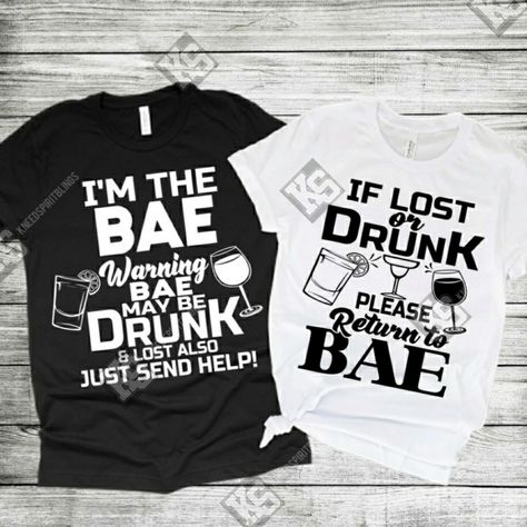 If Lost Or Drunk Tee. Ever Been Lost Or Drunk? You Need Someone To Retrieve You? Clue The Bae. Available In Most Sizes, Vneck Or Crew Neck, Black, Short Or Long Sleeve (Additional $7). Ask About The Availability Of Other Colors When Ordering, Tee Can Be Color. Ink Options Are Black Or White. This A Unisex Tee. I'm The Bae Tee Sold On A Separate Listing. Made When Ordered. Also Available In A Tote! Get Yours Today!! Family Reunion Shirts, Reunion Shirts, Family Vacation Shirts, Cruise Shirt, Vacation Shirts, Couple Shirts, Tee Shirts, Mens Shirts, Womens Tops