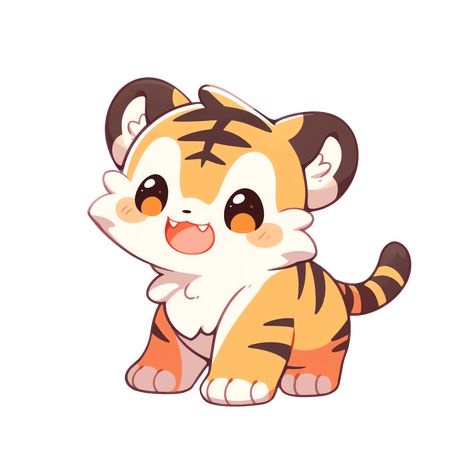 Cute Kawaii Baby Tiger Sticker Kawaii Dragon, Tiger Sticker, Cute Dragon Drawing, Baby Animal Drawings, Cartoon Tiger, 디즈니 캐릭터, 강아지 그림, Cute Kawaii Animals, Cute Tigers