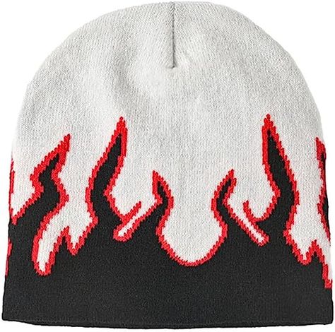 CORIRESHA Unisex Flame Beanie Y2K Graphic Knitted Hats Winter Fall Soft Warm Skull Cap Flame Beanie, Graphic Beanie, Beanie Design, Cool Beanies, Hats Winter, Winter Must Haves, Beanie Hats For Women, Head Wear, Grey Beanie