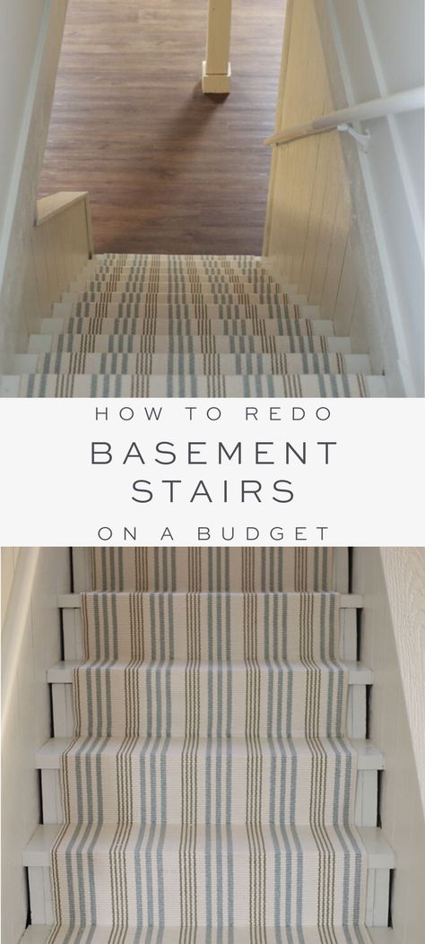 Redo Basement Stairs, Redo Basement, Stairs Makeover Design, Diy Stairs Makeover, Basement Staircase, Diy Staircase Makeover, Stairs Makeover Ideas, Basement Steps, Basement Decoration