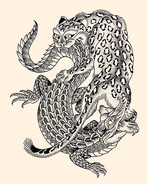 Ink Journal, Tattoo Future, Flash Illustration, Reptilian Brain, Alligator Tattoo, Crocodile Tattoo, Leopard Drawing, Crocodile Illustration, Japanese Flower Tattoo