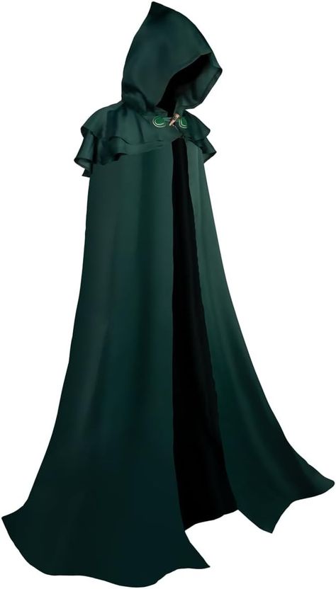 Amazon.com: Warmoor Renaissance Hooded Cloak Medieval Long Cape with Hood Vintage Gothic Robe Viking Sword Necklace for Wizard Masquerade Costume (Green, M/59inch/150cm) : Clothing, Shoes & Jewelry Medival Outfits Woman Cloak, Green Robes Wizard, Villain Animation, Mage Cloak, Deer Person, Medival Outfits Women, Wizard Clothes, Fabric Shading, Oakley Clothing