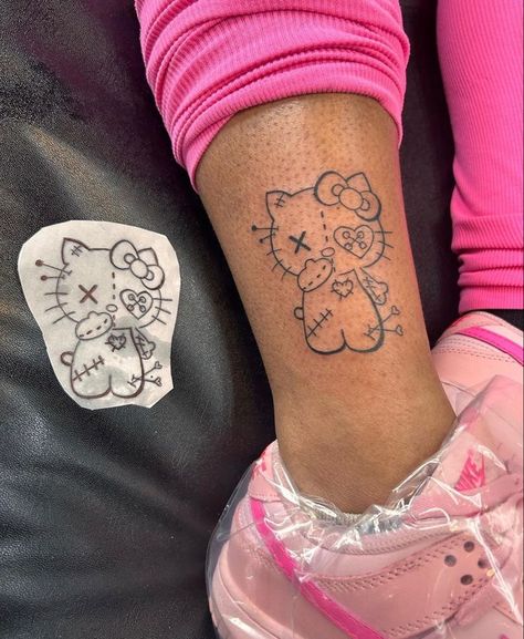 Like Work Tattoo Ideas, Lower Buttocks Tattoo, Gods Speed Tattoos, Tattoos Black Women Small, Drawn Tattoo Ideas, Marker Tattoos, Eat Me Tattoo Ideas, Tattoo Chart, Hello Kitty Tattoo