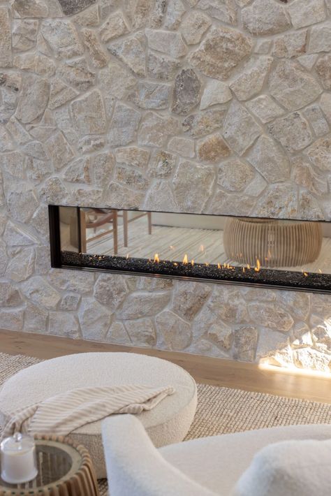 Modern Stone Fireplace, Living Room Fireplace Ideas, Stone Electric Fireplace, Room Fireplace Ideas, Coastal Fireplace, Stone Fireplace Wall, Stone Feature Wall, Cosy Fireplace, Fireplace Design Ideas