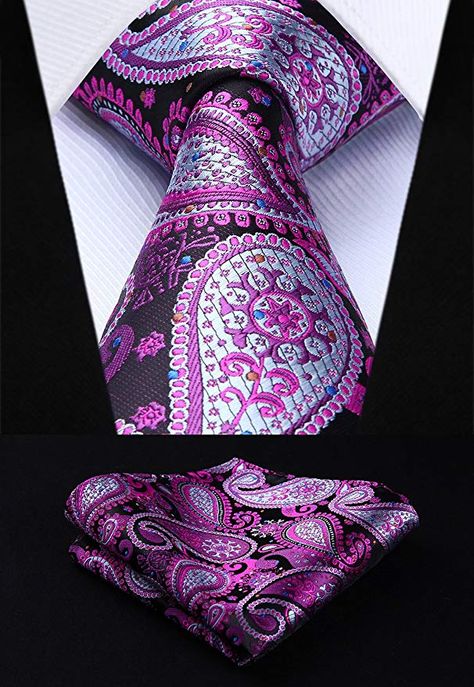 Amazon.com: HISDERN Men's Paisley Floral Tie Handkerchief Wedding Silk Woven Classic Necktie & Pocket Square Set: Clothing Handkerchief Wedding, Suit Stores, Ties Mens Fashion, Mens Fashion Wedding, Classic Party, Wool Tie, Vest And Tie, Dapper Style, Paisley Tie