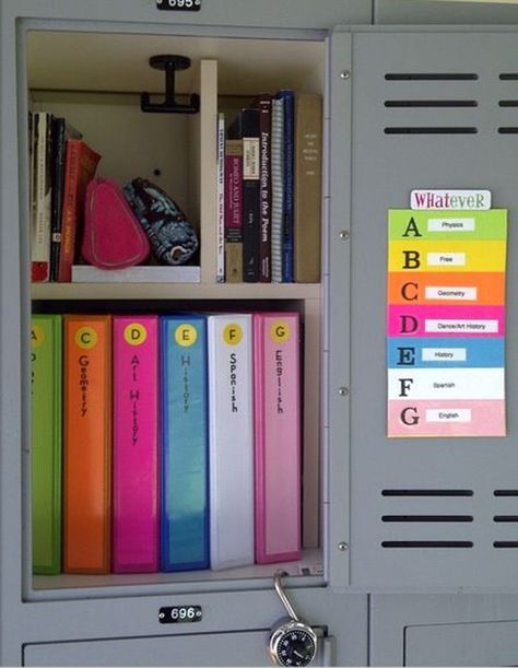 15 Back To school Organization For Kids School Locker Organization, Middle School Lockers, Hall School, Locker Ideas, Middle School Survival, Diy Locker, Middle School Hacks, Locker Organization, High School Organization